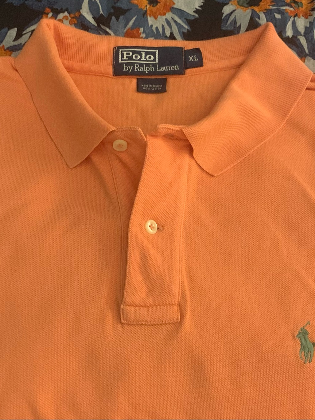 Rl Polo Ss All Cotton Orange 2button Polo